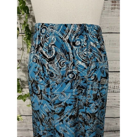 Anthony Skirt size Medium Blue Silver Black Swirls Long A Line Stretch Modest - Picture 4 of 12